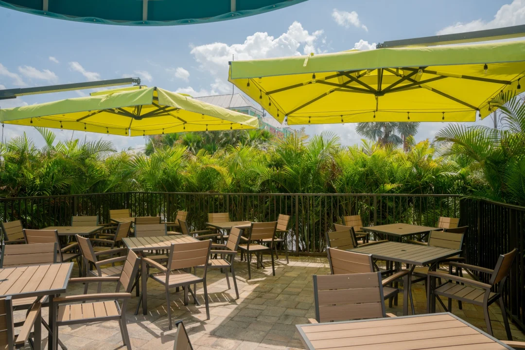 Garden area of the outdoor dining area at Margarita Island Indian Harbour Beach Florida
